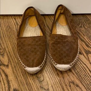 Brown suede Gucci espadrille